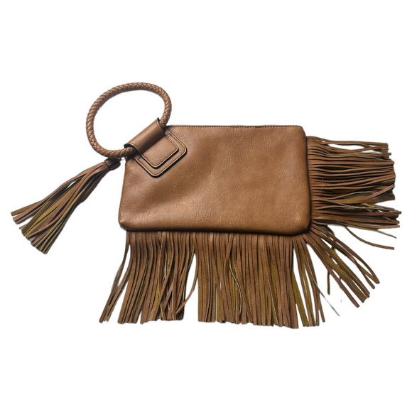 Clutch w/wrist MARKDOWN Strap Brown Fringe and Tassel NEW Measurements in Photos - Picture 4 of 5